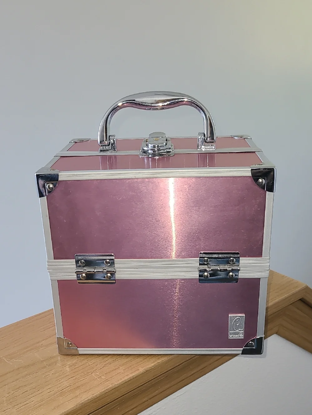 Caboodles Metallic Pink Train Case Makeup Box